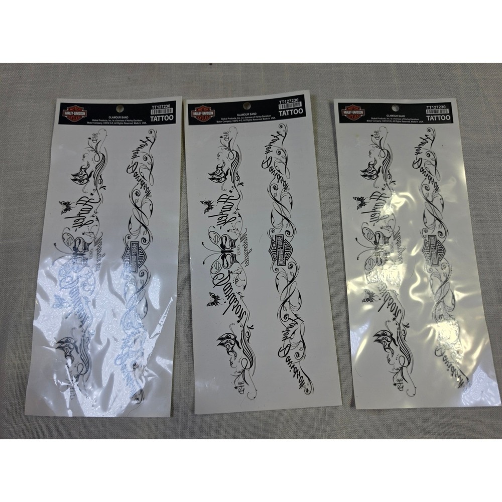 Harley-Davidson Temporary Tattoos 3 Pack Glamour Band Butterfly TT127230 Black